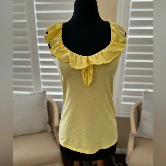 Lilly Pulitzer | Nadel Sunglow Ruffled Pima Cotton Tank Top - Size XS - Picture 2 of 6